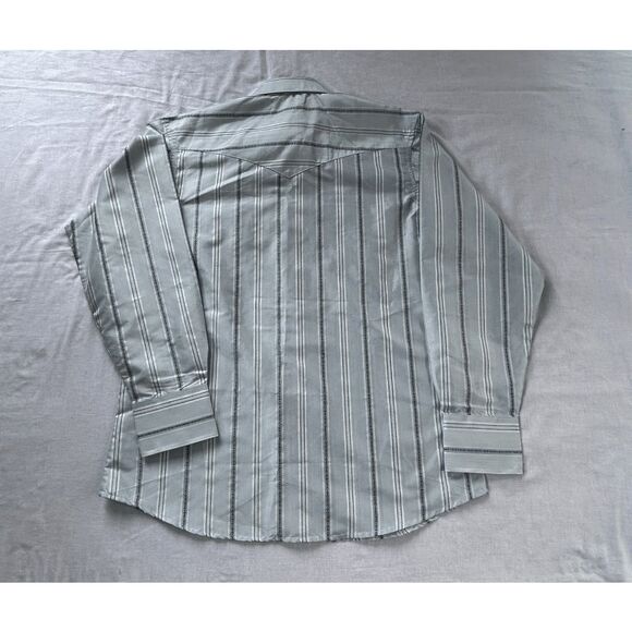 Men's Wrangler Western Pearl Snap Button Down Size Large Shirt, NWT, Blue - Picture 8 of 10